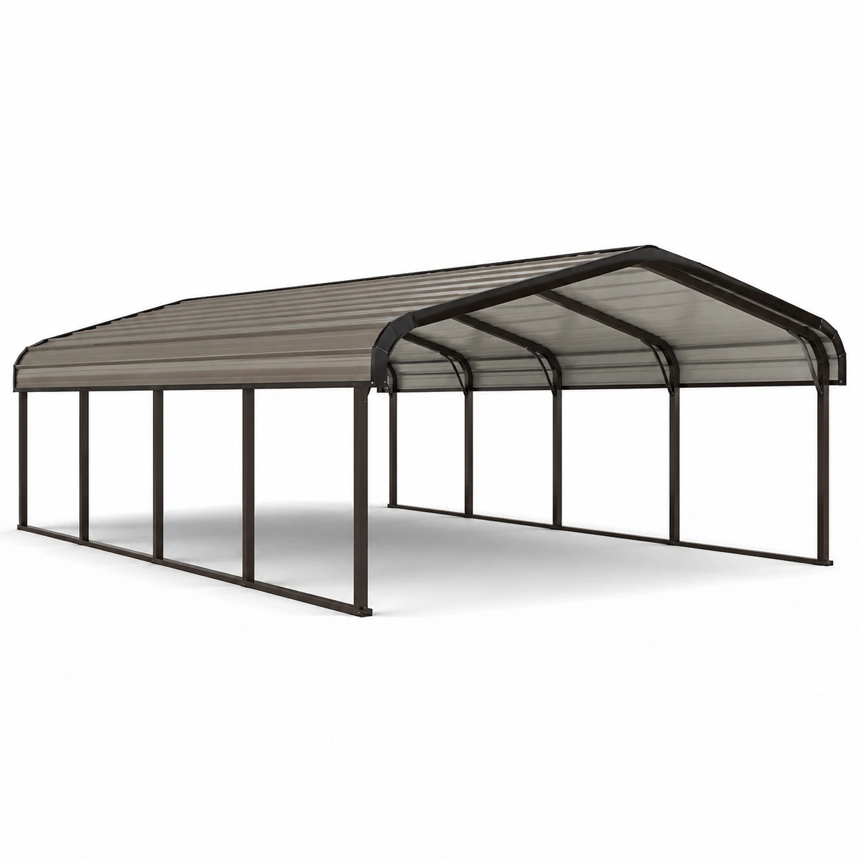 Carport aus Stahl mit Polycarbonat-Dach 6x4m Braun
