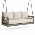 Holzschaukelbank mit Polyesterkissen Beige
