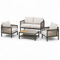 Garten-Lounge-Set aus Aluminium mit Sofa, Sesseln und Tisch