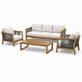 Gartenlounge-Set Teakholz Sofa & Sessel & Tisch Beige