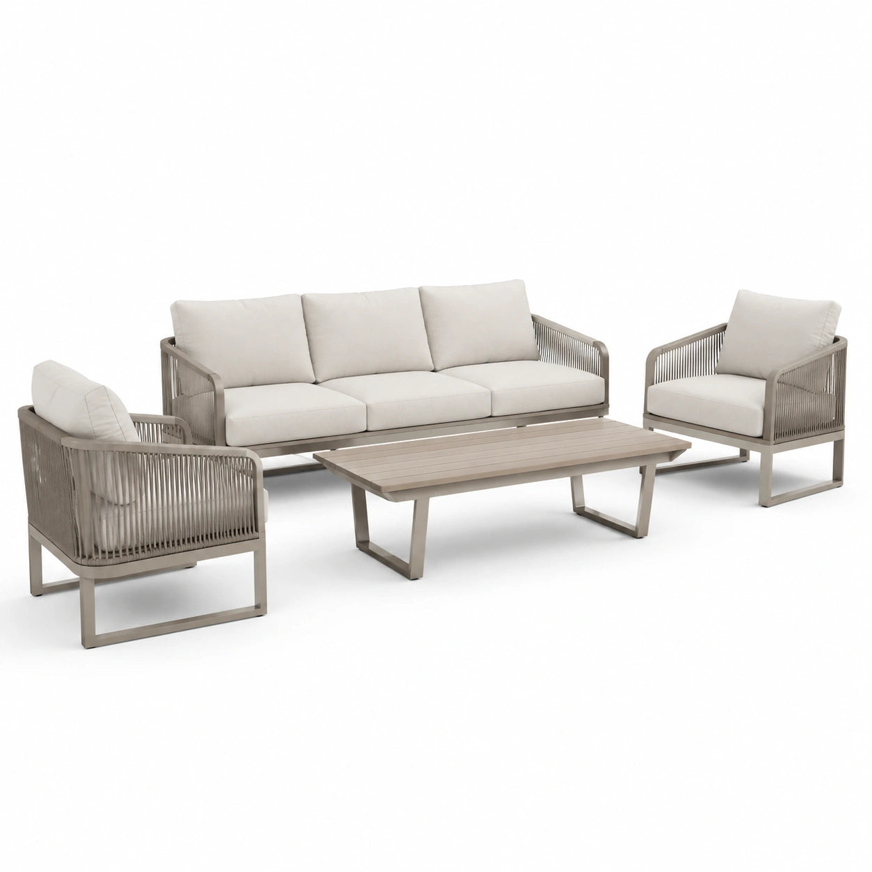 Gartenlounge-Set Aluminium mit Polyester und Tisch