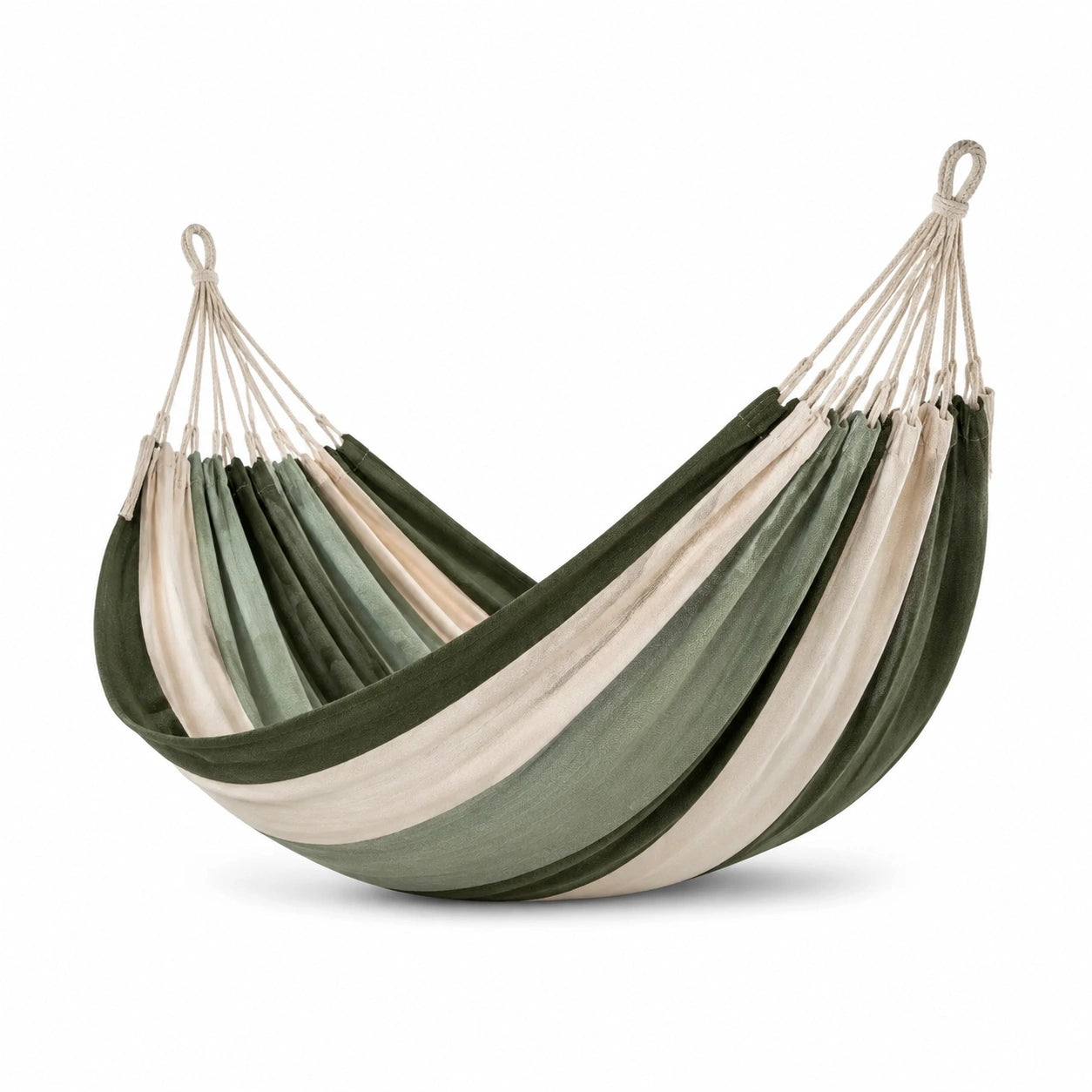 Baumwoll-Hängematte 200x150 cm Grün/Beige