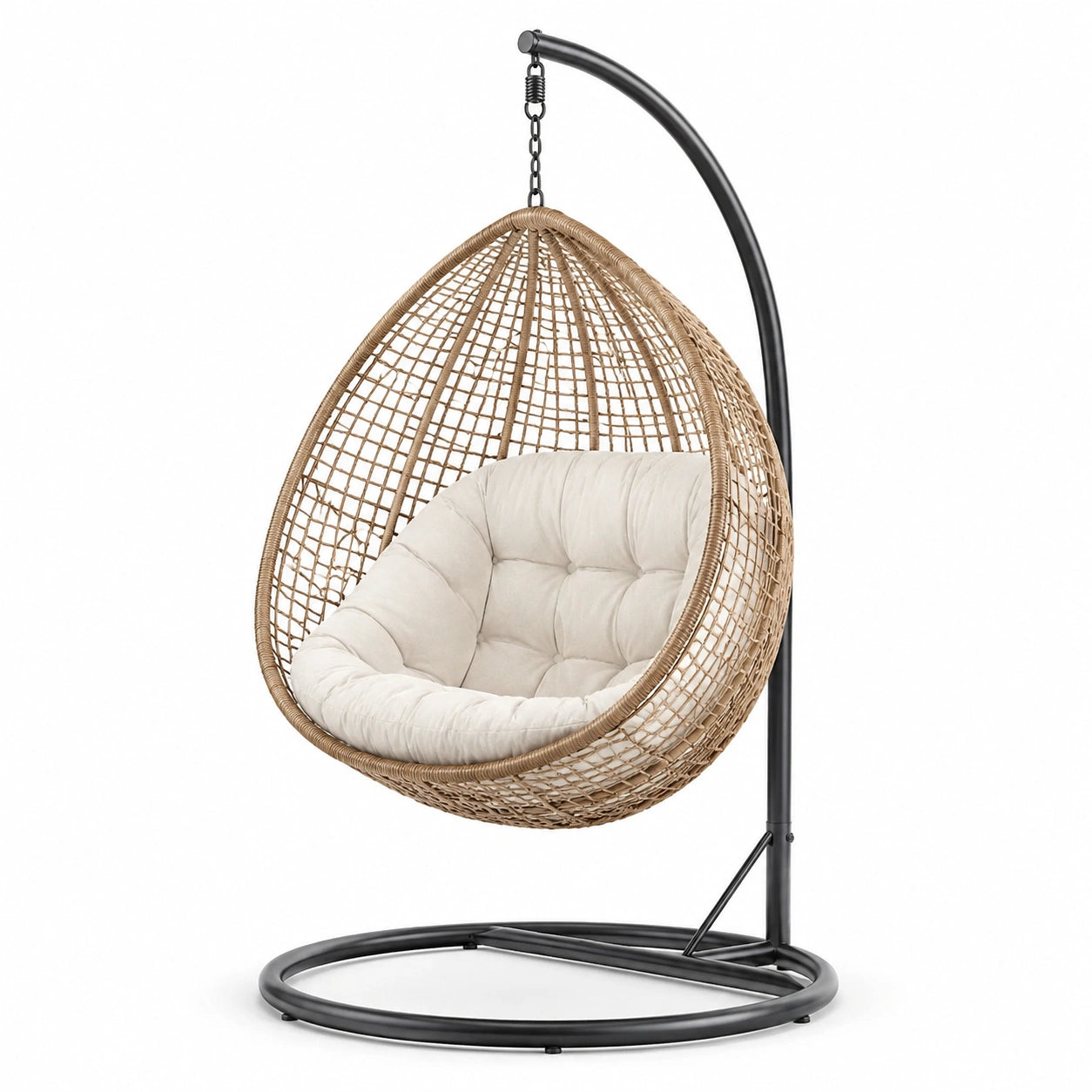 Hängesessel aus Rattan mit Kissen Beige 120x105x195cm