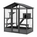 Katzengehege Metall mit PVC-Dach und Plattformen 200x100x150 cm Anthrazit