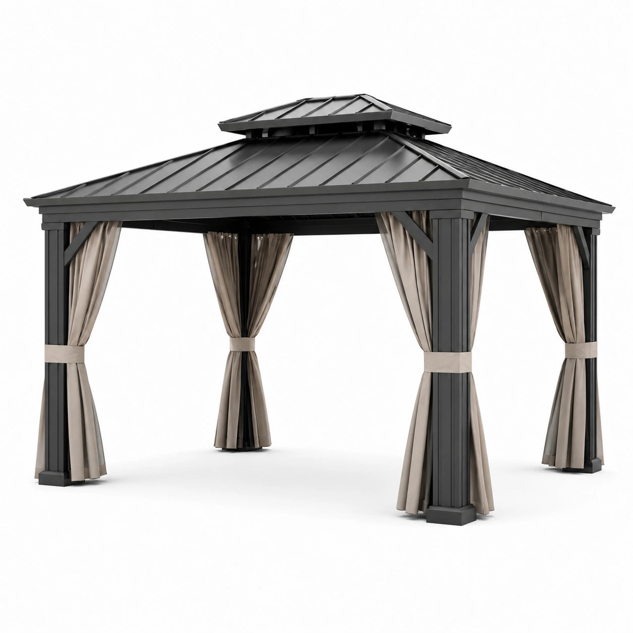 Gartenpavillon Aluminium 300x400 cm Polycarbonat-Dach Anthrazit/Sand