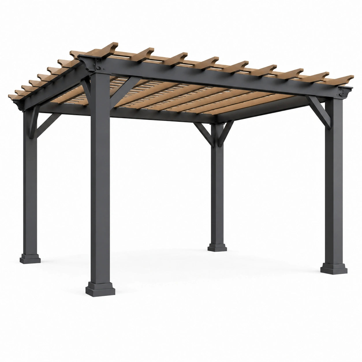 Aluminium Pergola 300x300 cm mit Holzoptik