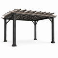 Gartenpergola Rechteckig 300x400 cm Kiefernholz und Metall Grau Schwarz