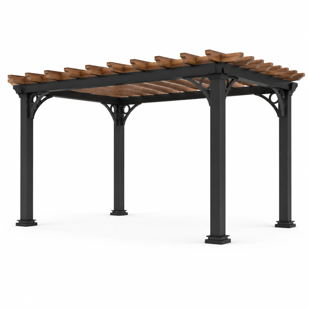 Gartenpergola 300x300cm Aluminium Kiefernholz Schwarz
